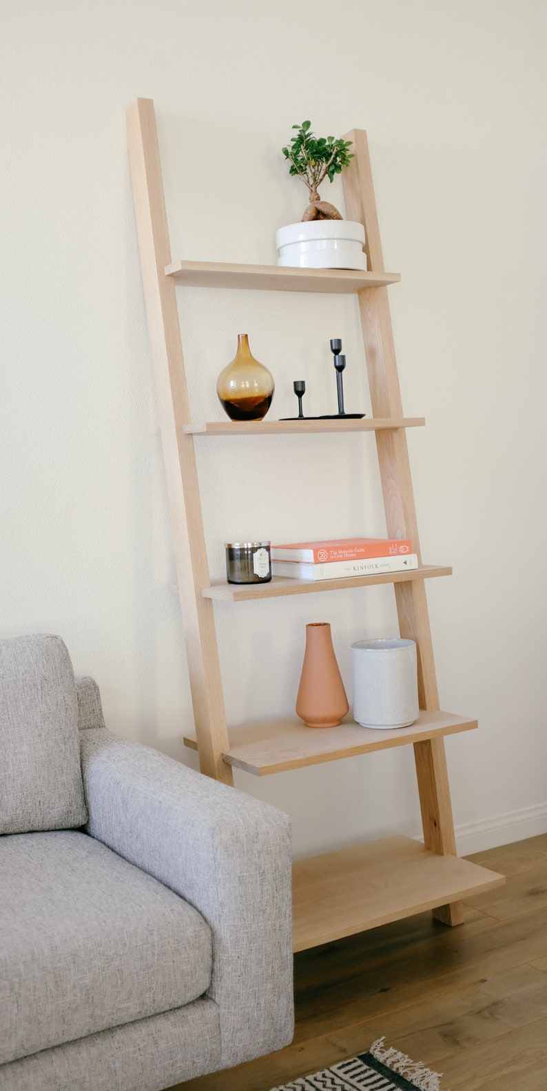 Modern Bookcase. Leaning Bookcase. Ladder Shelf. Mid Century Etsy