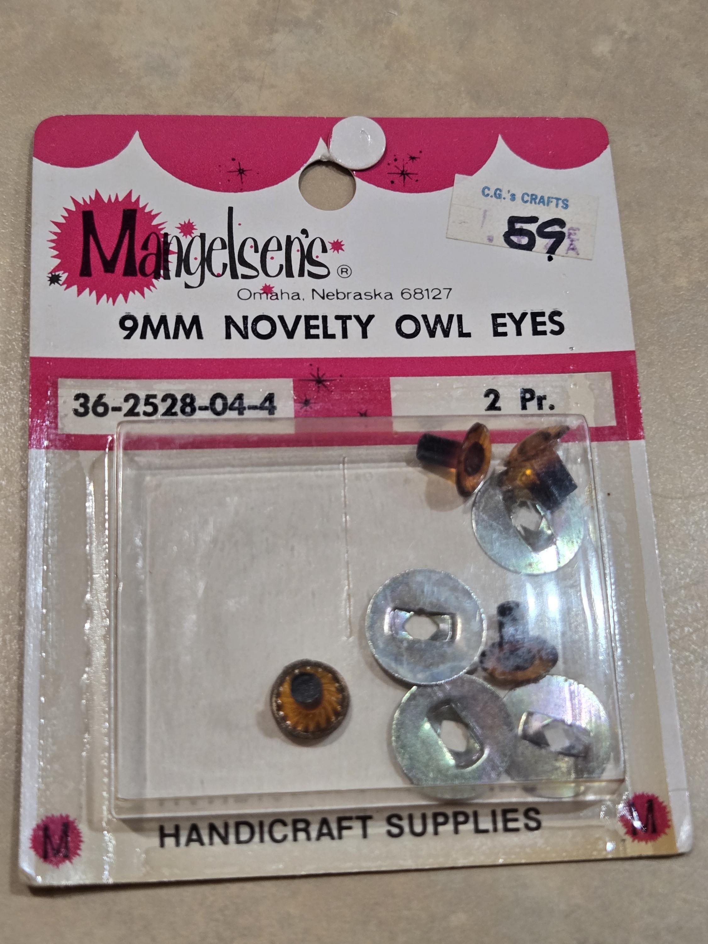 Mangelsen's 9mm novelty owl eye orange black vintage