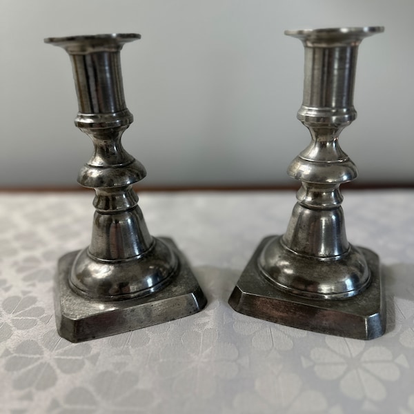 Vintage Federal style candlesticks pewter