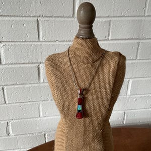 Kenneth Bitsie Sterling Silver Inlay Pendant Necklace