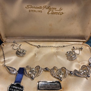 Vintage Sorrento Sterling Filigree by Cameo Set
