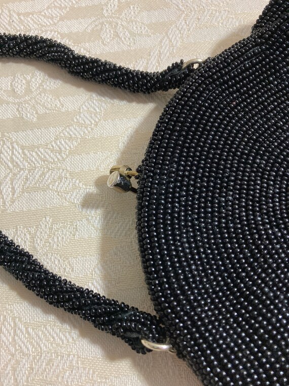 Vintage Black Beaded Handbag made in Japan La Reg… - image 7