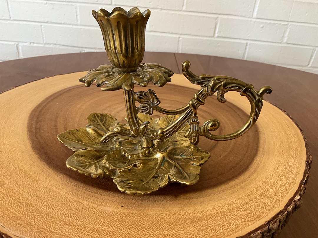 Virginia Mentalcrafters Grape Cluster Brass Candlestick Holder