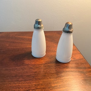 Opal milk glass salt and pepper shakers 1950s