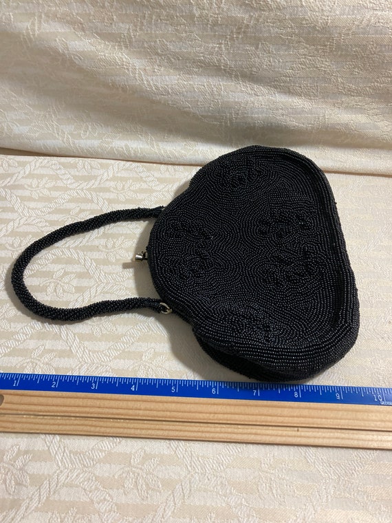 Vintage Black Beaded Handbag made in Japan La Reg… - image 8