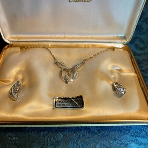 Sorrento Sterling Filigree Set by Cameo with glamorous vintage Rhinestone 3p.c.