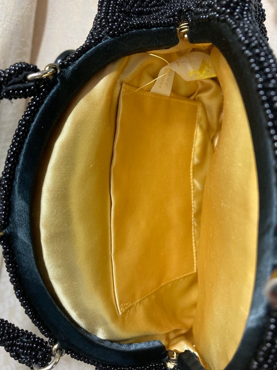 Vintage Black Beaded Handbag made in Japan La Reg… - image 2