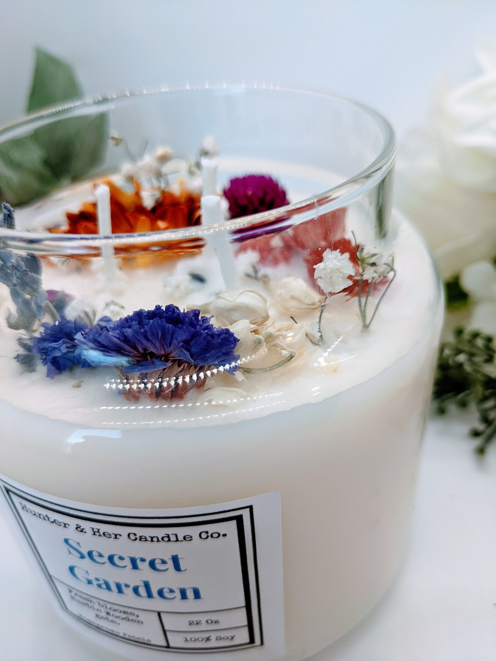 Jardín Secreto floral Vela Grande / Tres Vela de Mecha / | Etsy