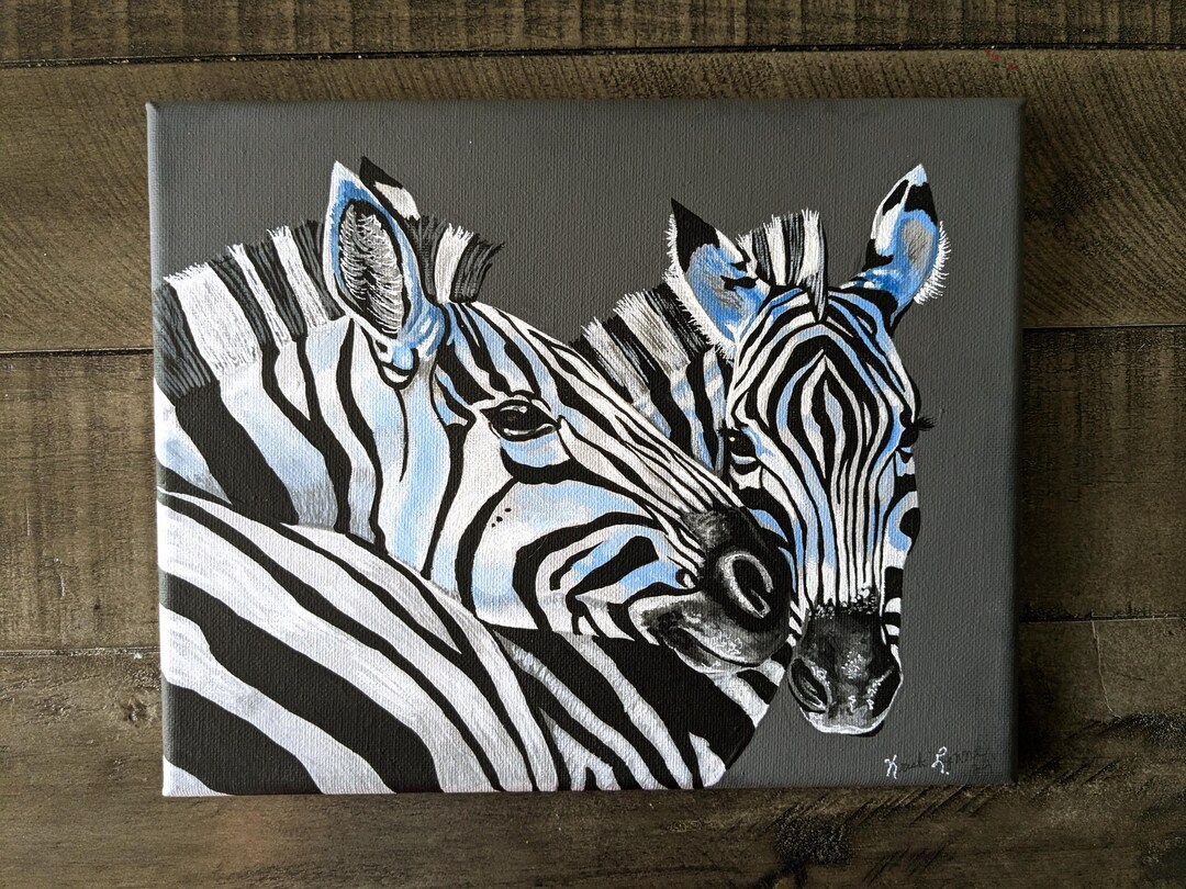 Original Zebra Painting on Canvas Acrylic Painting Art Wildlife Horse ...