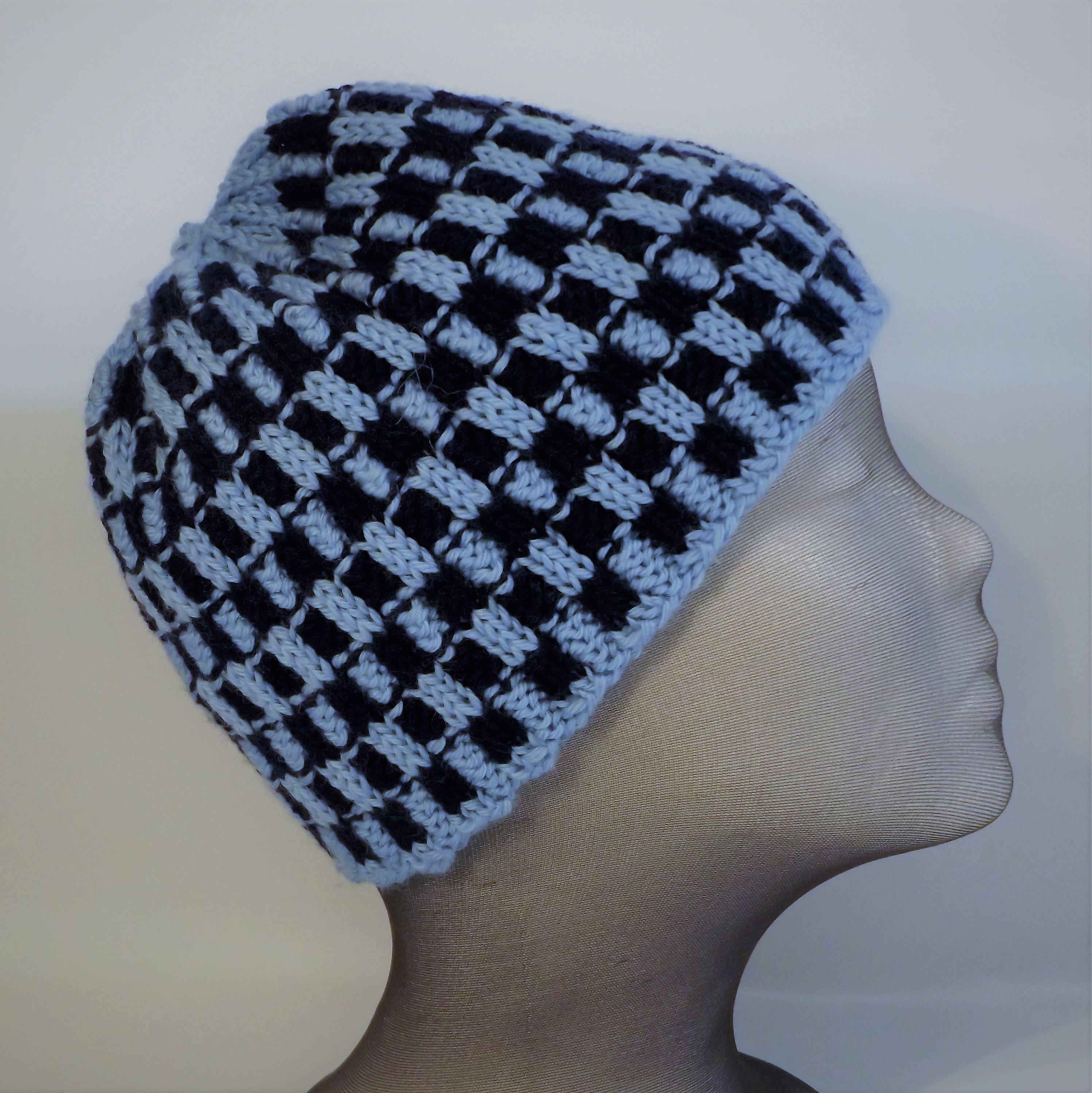 Checkered Ribbed Beanie Pattern Etsy