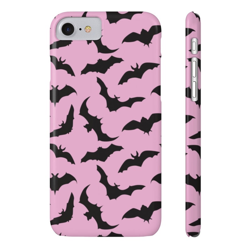 Bats Iphone Case Pink & Black Bat Design for Halloween Etsy