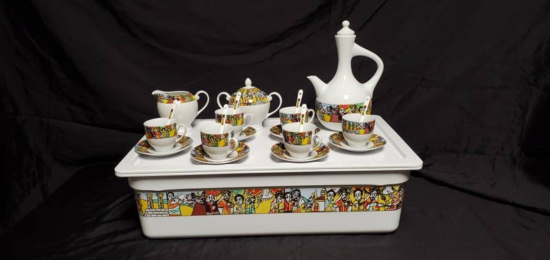 . Saba Edition EthiopianEritrean Coffee Cups Coffee TrayCoffee Table A set of 23 pieces with Saba Edition \u1228\u12a8\u1266\u1275-R\u00e9k\u00e9bot