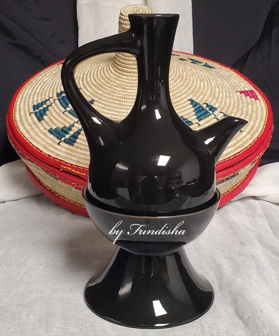 Ethiopian Coffee Pot Jebena Ceramic With Holder in a Colored - Etsy