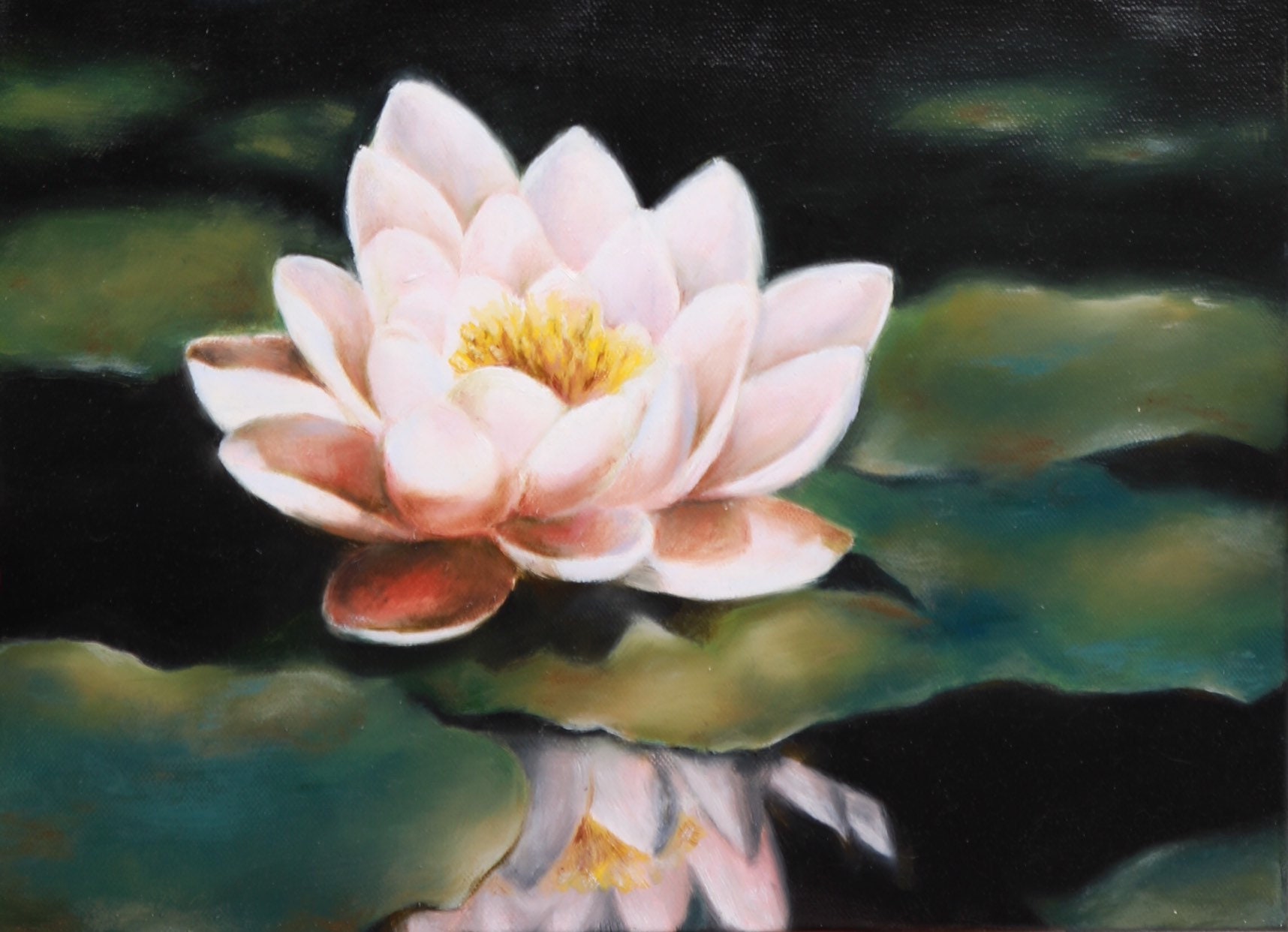 Digital Print Oil paintings White lotus reflected from the Etsy