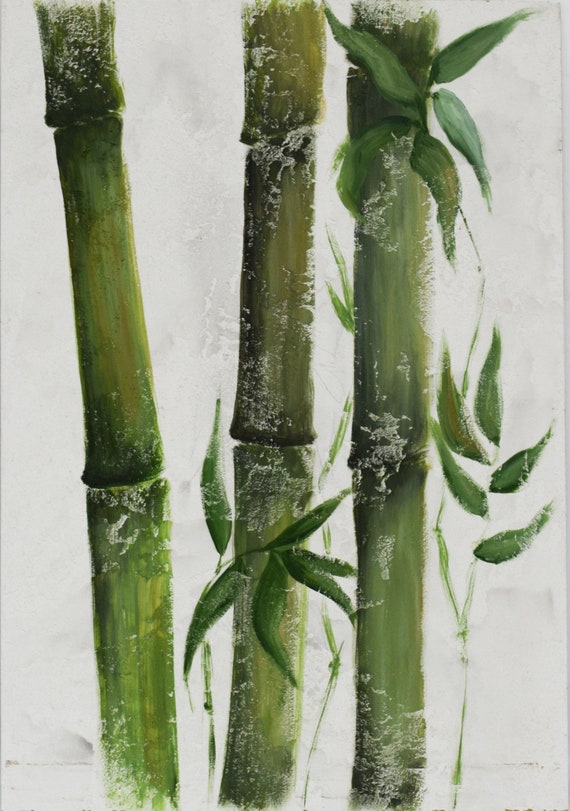 Bamboo Original acrylic painting Floral Acrylic Picture Etsy