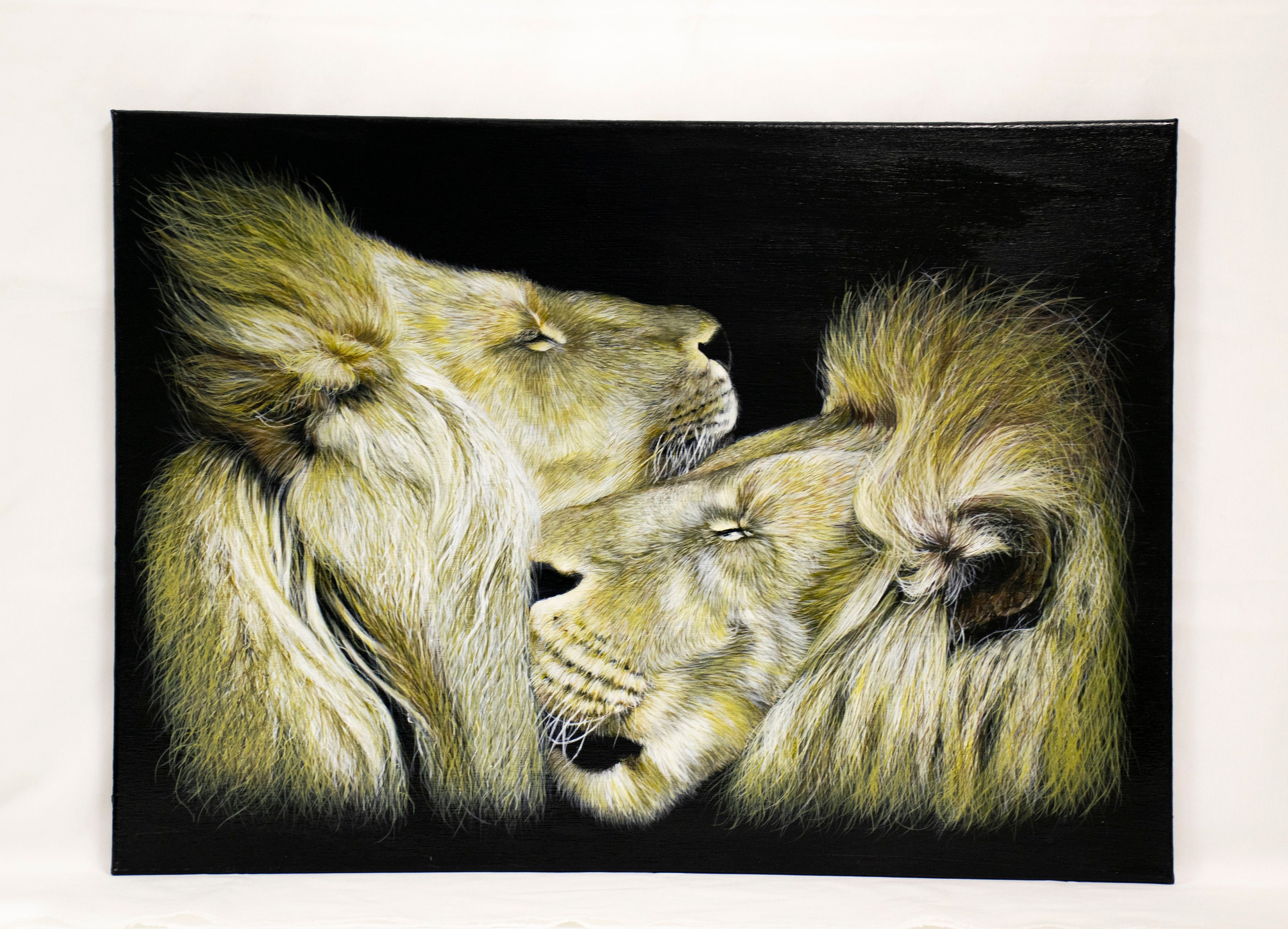 Portrait of Lions Original Acrylic Painting on Canvas Animal Etsy