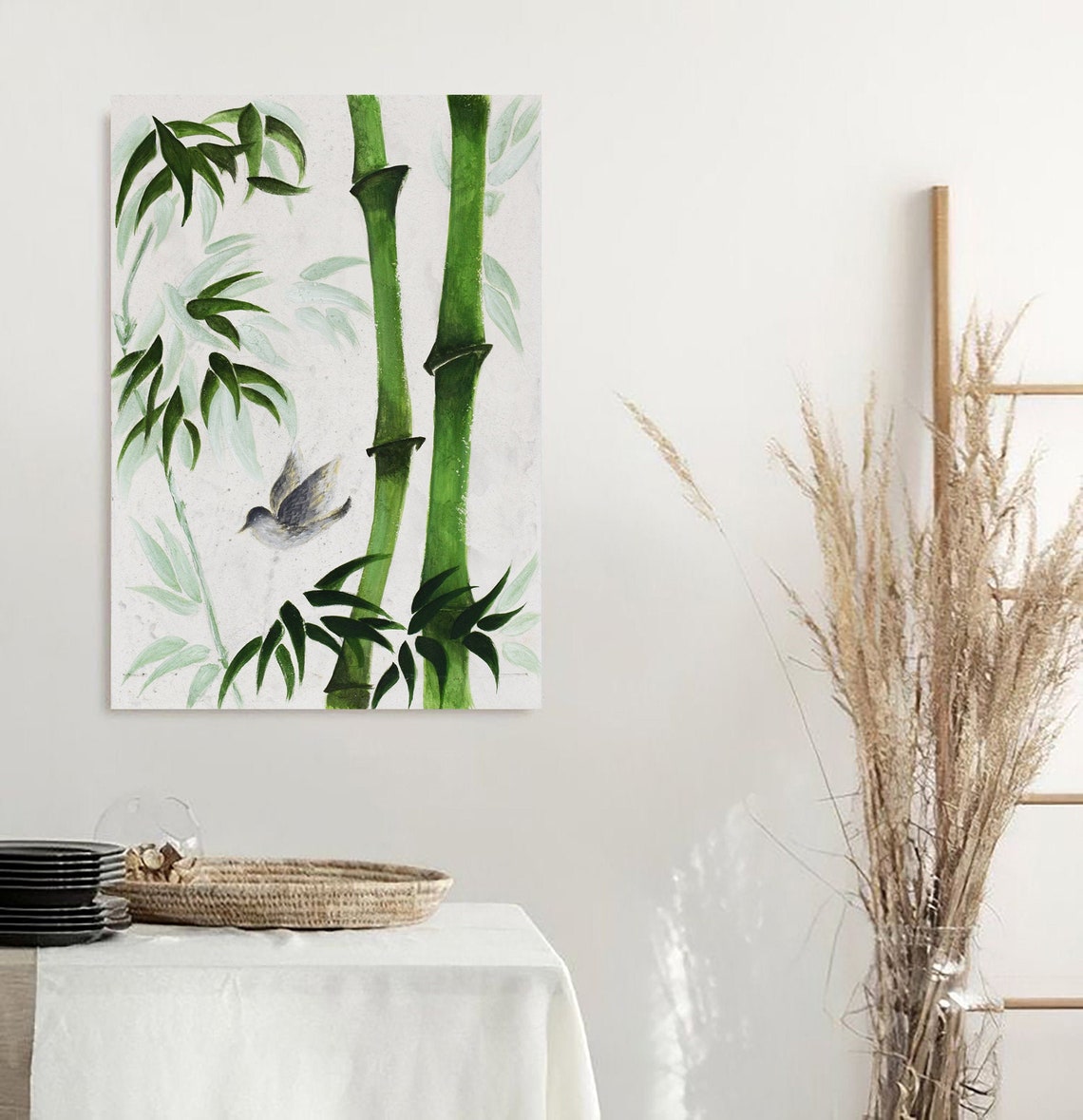 Bamboo Original acrylic painting Digital Print Floral Art Etsy
