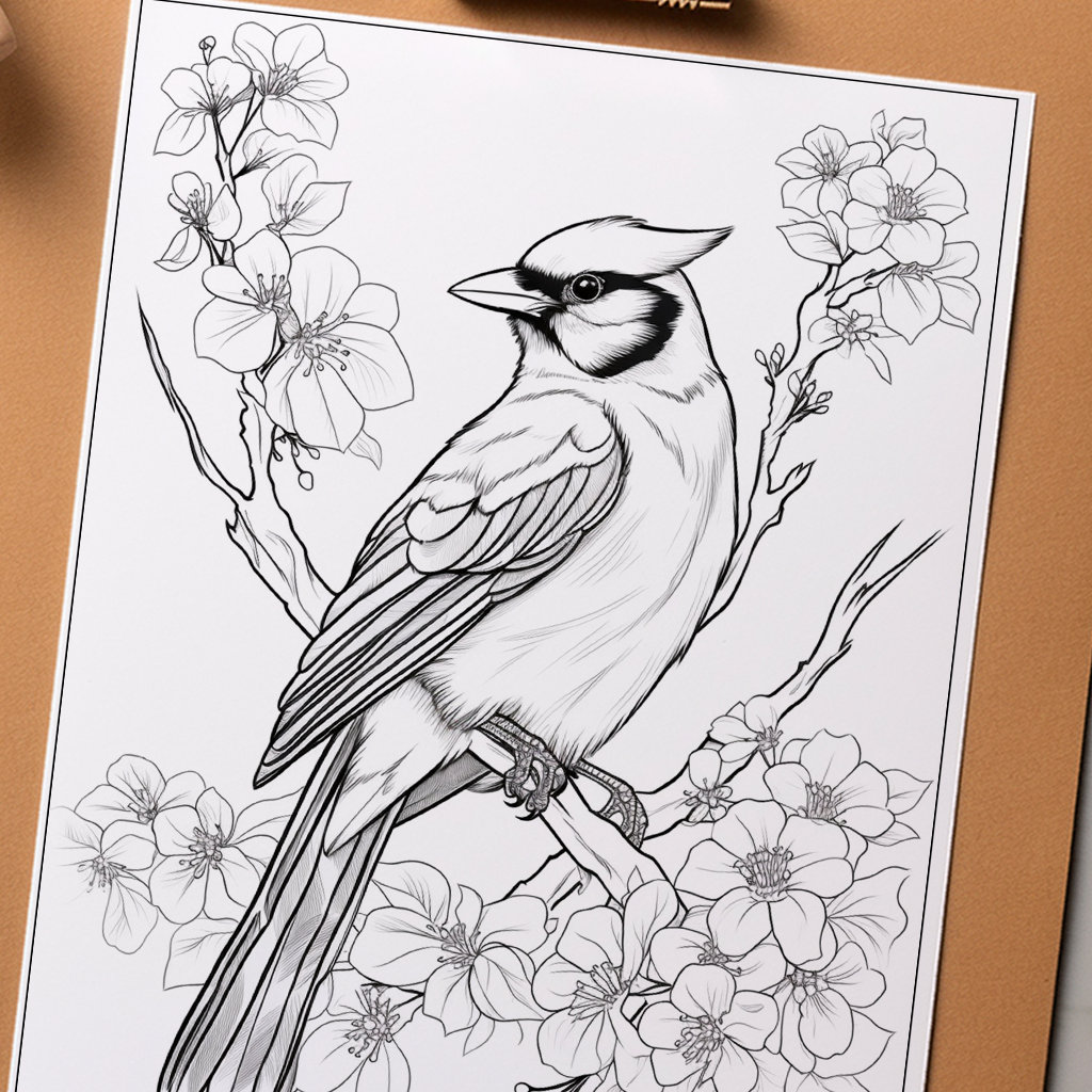 Blue Jay Bird Printable Colouring Page Digital Download - Etsy