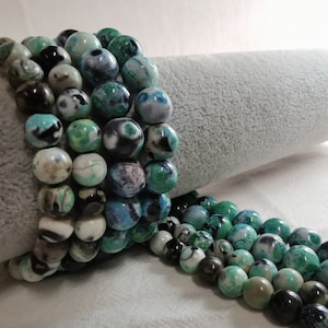 1 Full Strand Smooth Multicolor Agate Round Beads, Gemstone Loose Beads, Fire Agate Beads , 10 - 12 mm To Choose From, Findings, A-049