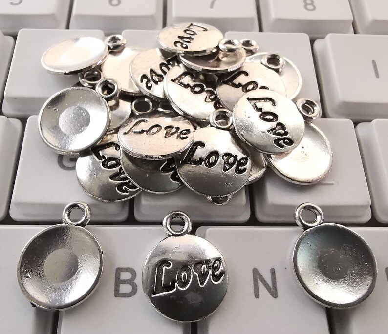 50pcs Love Charms Pendants quote Charms antique Silver Love Etsy