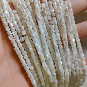 Mother Of Pearl Cylinder Shape Beads, Mini Pearl Tube Beads, 3x3.5mm Shell Beads, Hole 0.8mm, 15.5&quot; Strand. 1 - 3 Strands Optional, B201