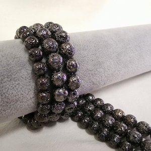 Black Round Lava Rock Beads, Electroplating Lava Rock Beads, Perfume Diffuser Beads, 4 - 8 mm To Choose From, DIY Jewelry, Findings, A521