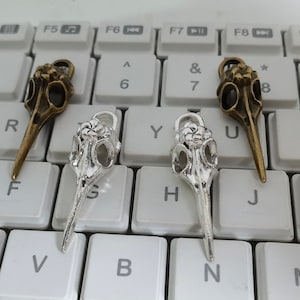 15 Pcs Antique Silver Bronze Bird Skull Charm Pendant, Metal Bird Skull Pendants, 12x40mm Animal Skull Pendant, DIY Jewelry Supply, Findings