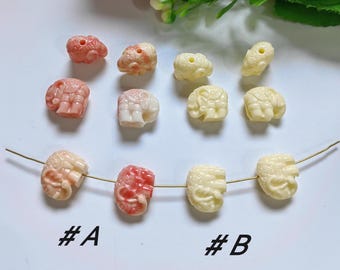 3D Resin Elephant Beads, Pink White Coral Elephant Beads, Lucky Elephant Beads, Animal Beads, Elephant Jewelry, 10 - 50Pcs Optional. B607