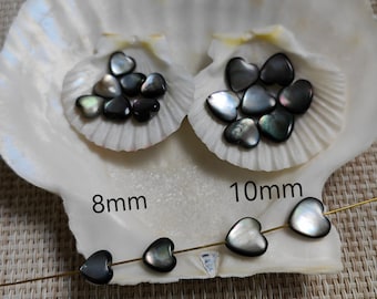 5 - 50 pcs Mother Of Pearl Heart Beads, Loving Heart Shell Beads, 8mm 10mm 12mm MOP Shell Heart Shape Beads, Hole 0.6 mm, Findings, B224