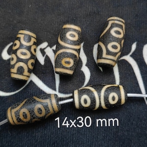 4 - 15Pcs, Antique Tibetan Dzi Agate Beads, 7 Eye Dzi Agate Beads, 14x30mm Eye DZI Beads, Vintage Dzi Barrel Beads, DIY Jewelry Making, D292