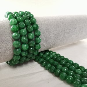 1 Full Strand Smooth Green Malay Jade Beads, Gemstone Round Beads, 6/ 8 / 10 mm To Choose From,  DIY Bracelet Beads, Wholesale, A-123
