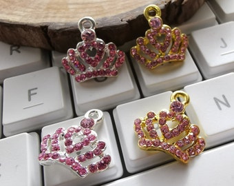 5 / 10pcs, Rhinestone Crown Charms, Metal Crown Charms, Royalty Jewelry, DIY Jewelry Supply, 18x17mm Crown Jewelry, Jewelry Making, Findings