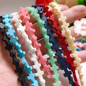 11 Colours Composite Resin Cross Beads, 8mm Cross Spacer Beads, Hole 1.2mm, Mini Cross Bead, 40 Beads Full Strands, Quantity Optional, B220