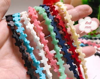 11 Colours Composite Resin Cross Beads, 8mm Cross Spacer Beads, Hole 1.2mm, Mini Cross Bead, 40 Beads Full Strands, Quantity Optional, B220