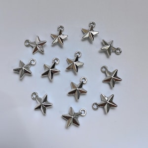 50pcs Double Sided Five Pointed Star Charms, 11X14mm Antique Silver Five Pointed Star Charms, DIY Jewelry Supply, Findings, C063