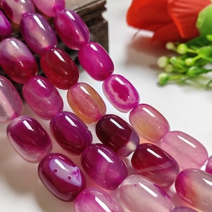 1 Full Strand Smooth Oval Agate Beads, 13x18mm Chunky Barrel Agate Beads, Hole 1.5 mm, Gemstone Beads, Stone Beads, DIY Jewelry Making, A734