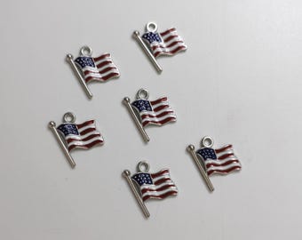 国旗チャームセット 7スターリングシルバー 愛国心あふれる925