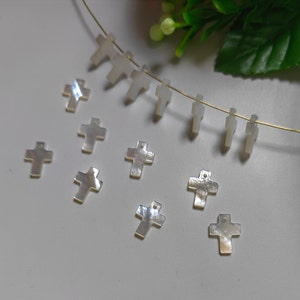 9x12 mm Mother Of Pearl Cross Charms Pendant, White Mop Cross Charm, 5-100 pcs Options. Pearl Shell Cross Jewelry, Cross Findings, B176