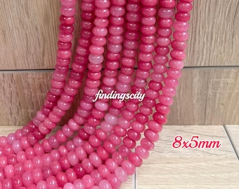 8x5mm Rondelle Jade Beads, Smooth Rondelle Gemstone Beads, Stone Beads, DIY Bracelet Beads, Jewelry Making, 15" Strand , A404