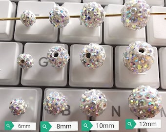 20 Perles Strass En Argile Rose - 10mm, Haute Qualité, ~65 Strass Par Perle - Neuf