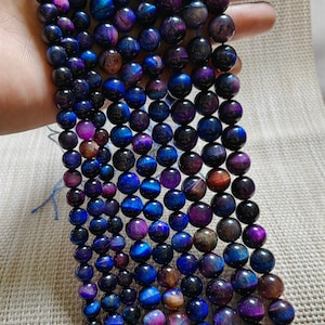 Smooth Galaxy Tiger Eye Beads, Gemstone Round Beads, 6 - 12mm To Choose From, DIY Bracelet Beads, Jewelry Making, 15&quot; Full Strand. A525