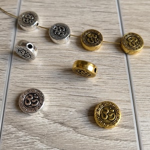 Conjunto de 30 peças de contas espaçadoras Ohm de dupla face, contas Ohm de metal, contas nepalesas, contas Ohm redondas e planas de 12 mm, para bijuteria DIY, B928