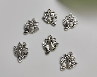 30 or 50pcs Antique Silver Owl Charms, 15x18mm Double Sided Metal Owl Charms, Animal Charms,  DIY Jewelry Making, Findings, C640
