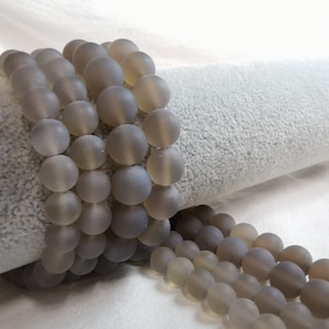 1 Full Strand Matte Gray Agate Beads, Gemstone Round Beads, Stone Beads, 6 / 8 / 10mm To Choose From, DIY Bracelet Beads, Wholesale, A-087