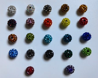 8mm Polymer Clay Rhinestone Beads, 24 Colours Disco Ball Beads, Pave Disco Ball Beads, Shiny Bling Disco Beads, 30 - 100pcs Optional, B542