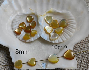 5 - 50 pcs Mother Of Pearl Heart Beads, Loving Heart Shell Beads, 8 - 10mm MOP Heart Shape Beads, Hole 0.6 mm, Heart Jewelry,Findings, B225