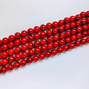 Smooth Red Shell Turquoise Beads, Shell Mix Turquoise Powder Beads, With Shell Inlay Turquoise Beads, 6 - 12mm To Choose From, 15" .  A585