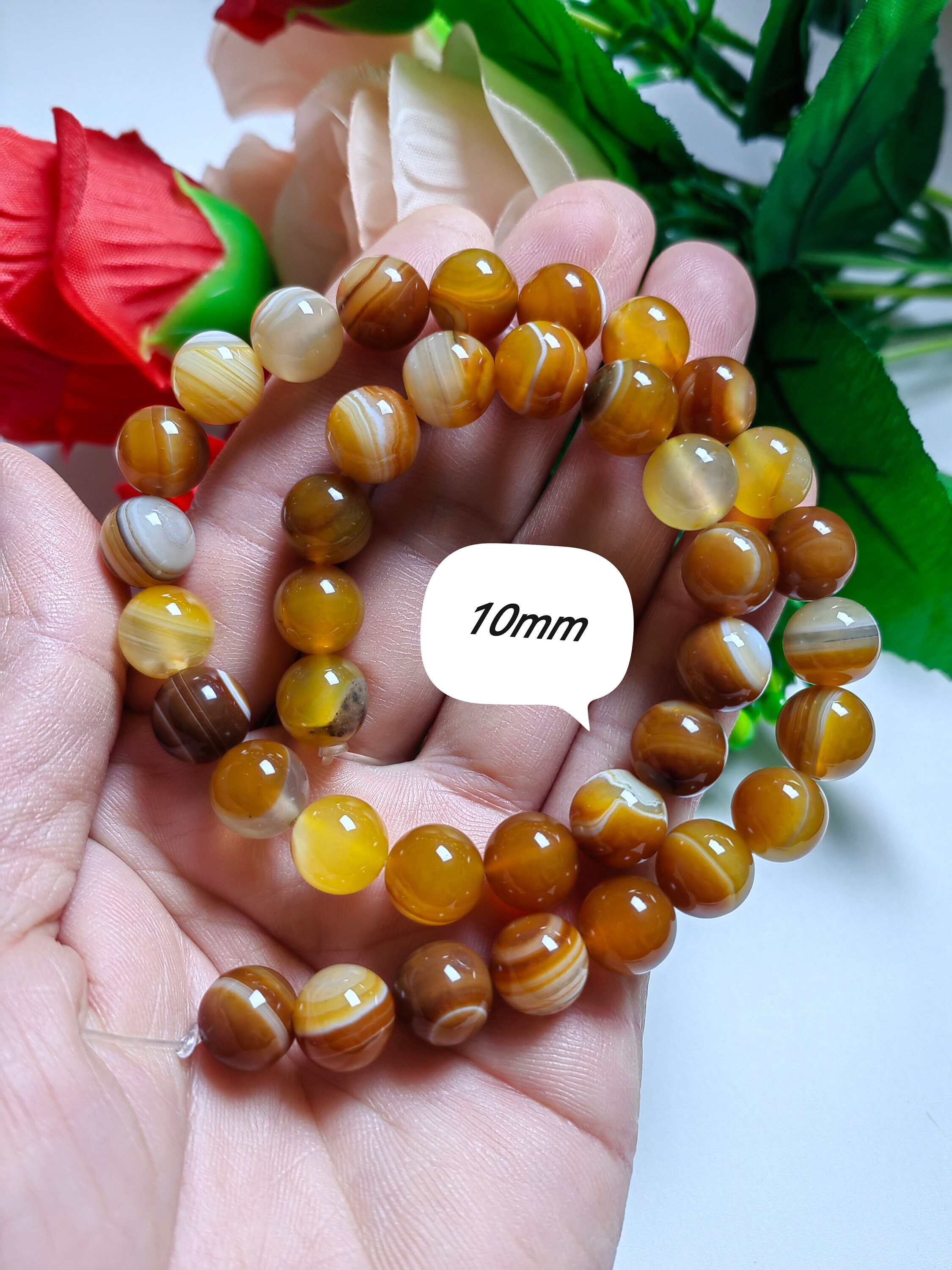 滑らかなマルチカラーの縞模様の瑪瑙ビーズ、縞模様の瑪瑙ビーズ、6