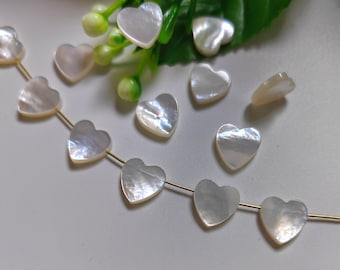 10mm Natural Mother Of Pearl Heart Beads, High Quality MOP Shell Heart Shape Beads, Loving Heart Shell Beads, 5 - 100pcs Optional, B180