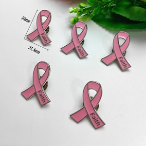 Pin de solapa con lazo de fe de 24,5 x 30 mm, con lazo de concienciación de esmalte rosa, broche de superviviente de cáncer (2 a 50 piezas opcionales), accesorios, C734